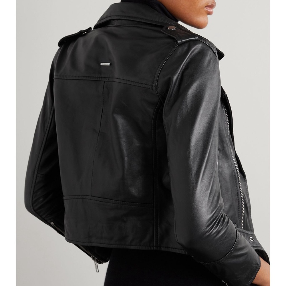 Deadwood Cropped Joan Recycled Leather Motorcycle Jacket 38/6 - Picture 9 of 9